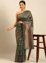 Cotton Green Casual Wear Weaving Saree